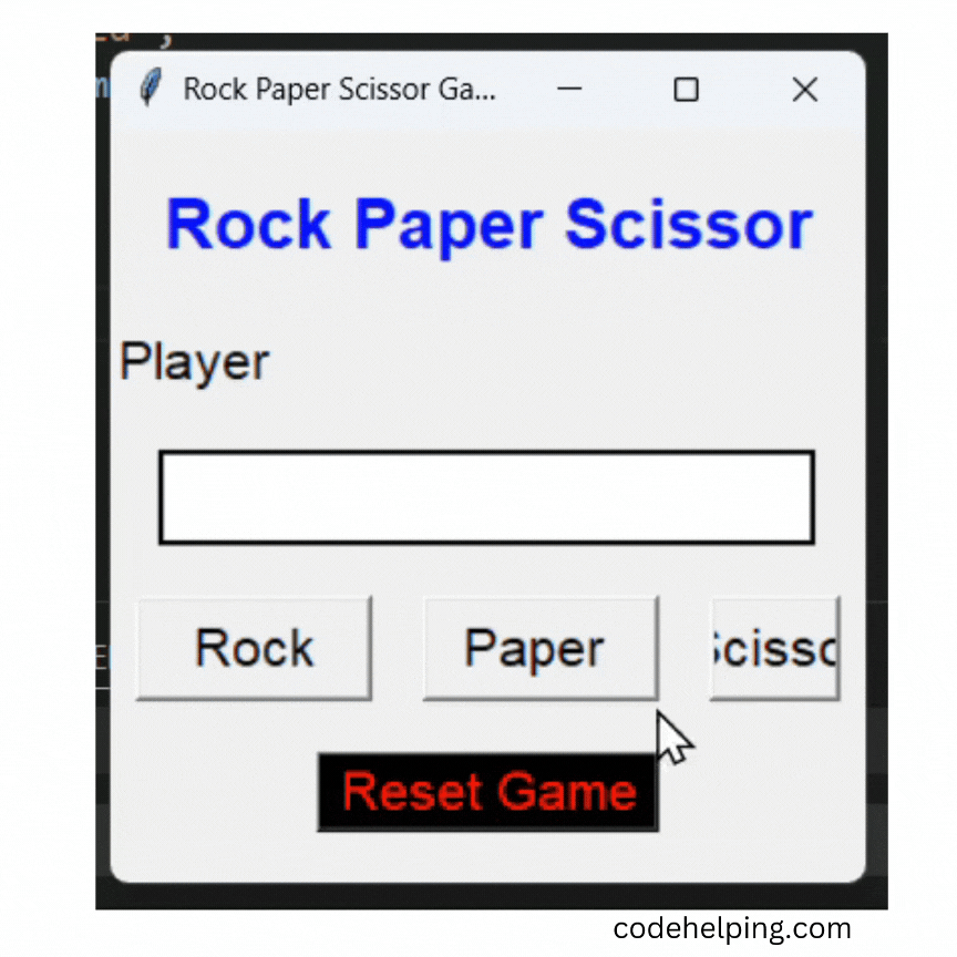 Rock Paper Scissors Game in Python Tkinter